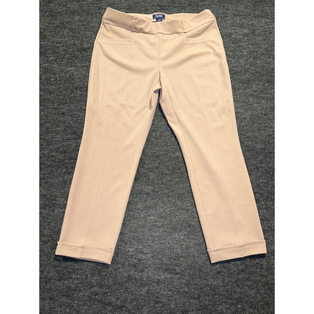 New York Clothing Company Dress Pants Womens 12P Beige Cuffed Stretch